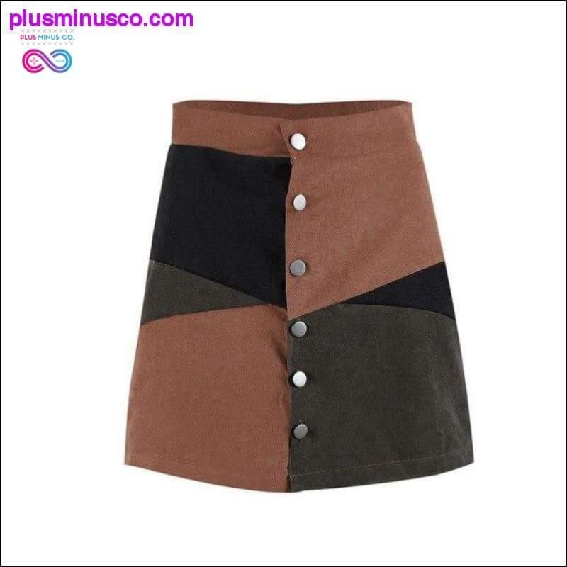 Single Breasted Patchwork Knee-Length A-Line Skirts at - plusminusco.com