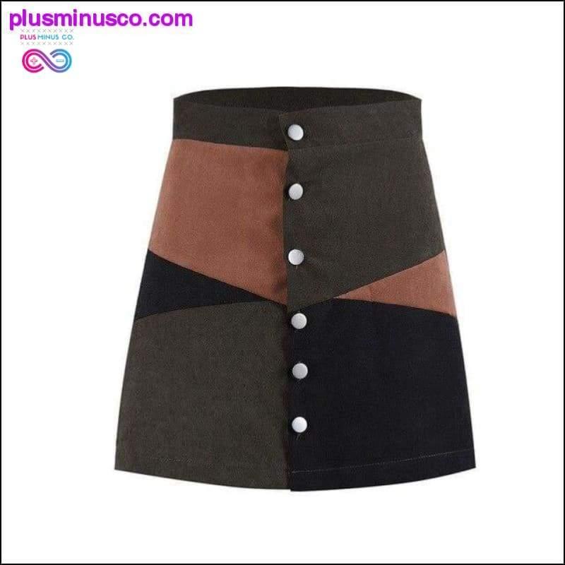 Single Breasted Patchwork Knee-Length A-Line Skirts sa - plusminusco.com