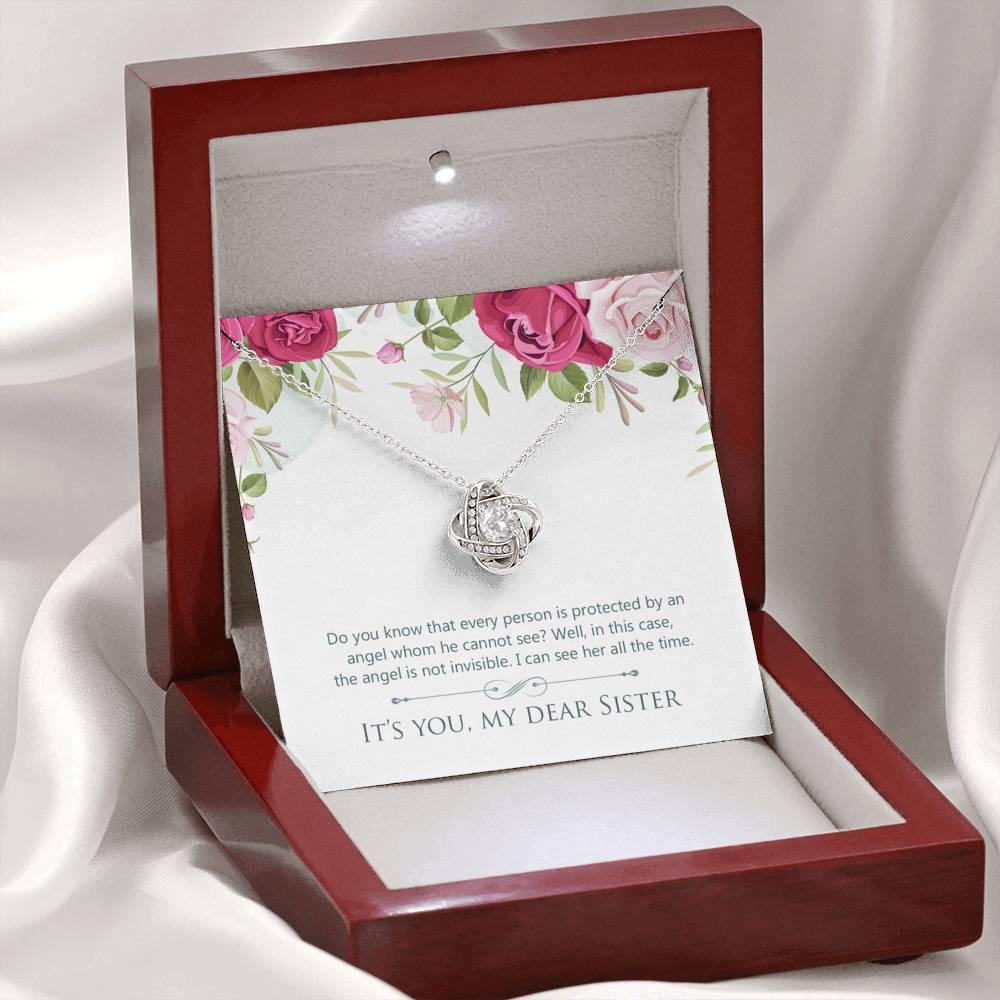 Náhrdelník Sisters, náhrdelník Sister's Love Knot, darček k narodeninám - plusminusco.com
