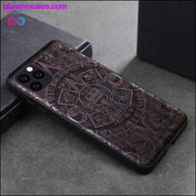 Custodia per telefono in legno di ebano nero con teschio per iPhone 11 Fiore - plusminusco.com