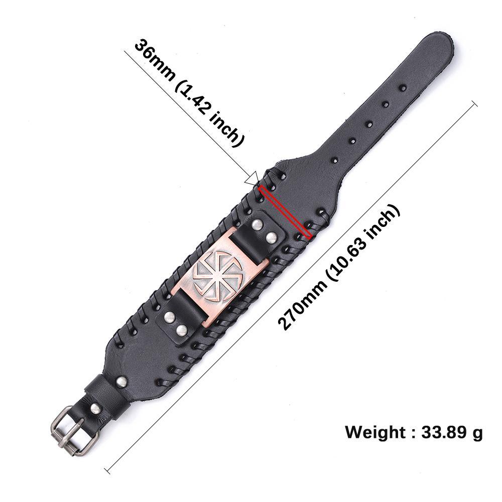 Slavic Wheel Kolovrat Talisman Charm Bracelets Leather Wrap - plusminusco.com