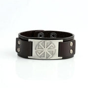 Slavic Wheel Kolovrat Talisman Charm Bracelets Leather Wrap - plusminusco.com