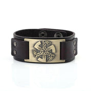 Slavic Wheel Kolovrat Talisman Charm Bracelets Leather Wrap - plusminusco.com
