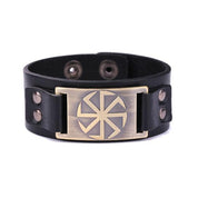 Slavic Wheel Kolovrat Talisman Charm Bracelets Leather Wrap - plusminusco.com