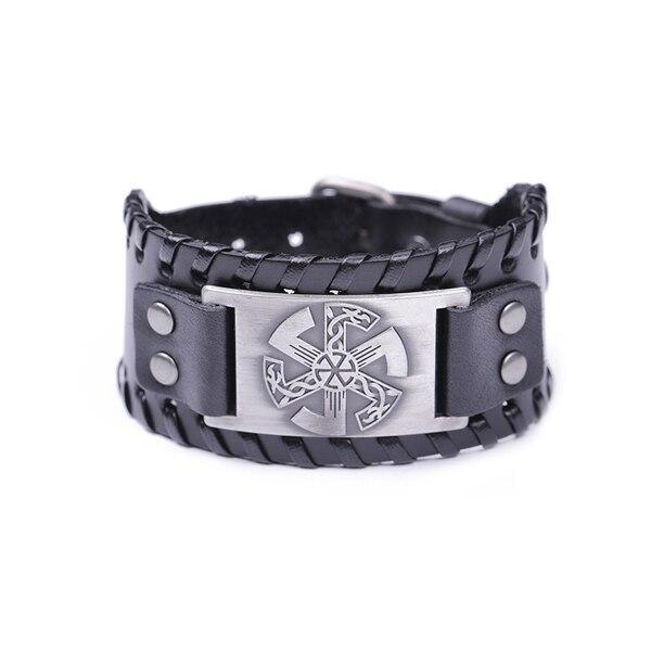 Slavic Wheel Kolovrat Talisman Charm Bracelets Leather Wrap - plusminusco.com