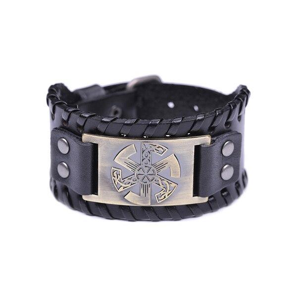 Slavic Wheel Kolovrat Talisman Charm Bracelets Leather Wrap - plusminusco.com