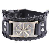 Slavic Wheel Kolovrat Talisman Charm Bracelets Leather Wrap - plusminusco.com