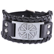 Slavic Wheel Kolovrat Talisman Charm Bracelets Leather Wrap - plusminusco.com