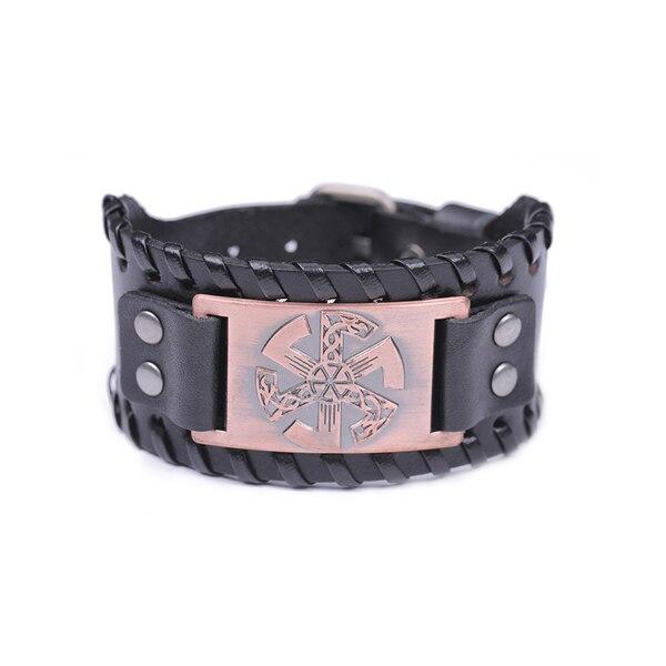 Slavic Wheel Kolovrat Talisman Charm Bracelets Leather Wrap - plusminusco.com