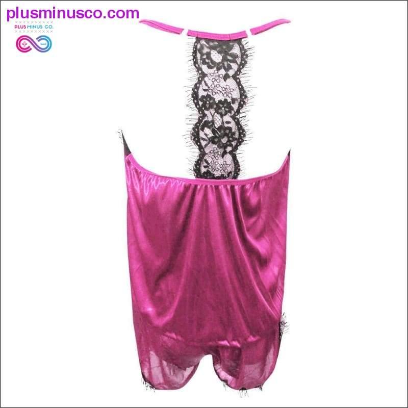 Cu bretele fără mâneci, cu dantelă, top din satin, îmbrăcăminte de noapte pentru femei - plusminusco.com