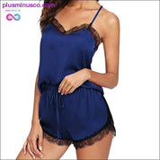 Sleeveless Strap Lace Trim Satin Cami Top Nightwear Femme - plusminusco.com