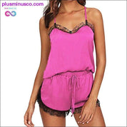 Sleeveless Strap Lace Trim Satin Cami Top Nightwear Femme - plusminusco.com