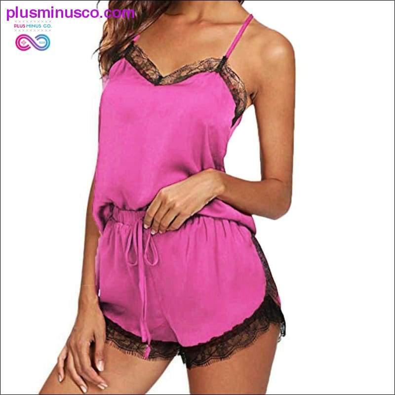 Walang manggas na Strap Lace Trim Satin Cami Top Nightwear Femme - plusminusco.com
