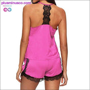 Sleeveless Strap Lace Trim Satin Cami Top Nightwear Femme - plusminusco.com