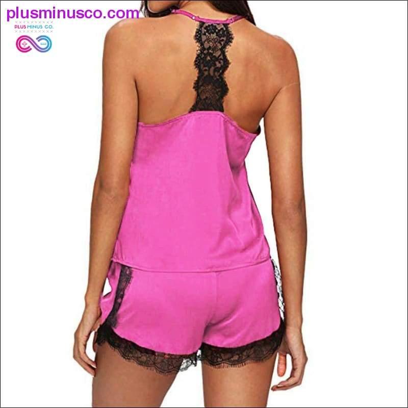 Sleeveless Strap Lace Trim Satin Cami Top Nightwear Femme - plusminusco.com