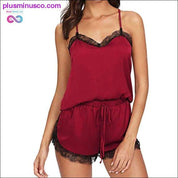 Sleeveless Strap Lace Trim Satin Cami Top Nightwear Femme - plusminusco.com