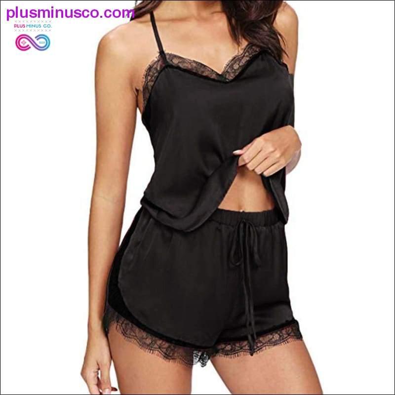 Sleeveless Strap Lace Trim Satin Cami Top Nightwear Femme - plusminusco.com