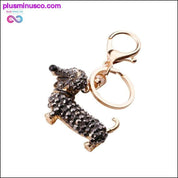Mali, lijepi i slatki privjesak za ključeve s dizajnom pasa jazavčara sa kamenčićima - plusminusco.com