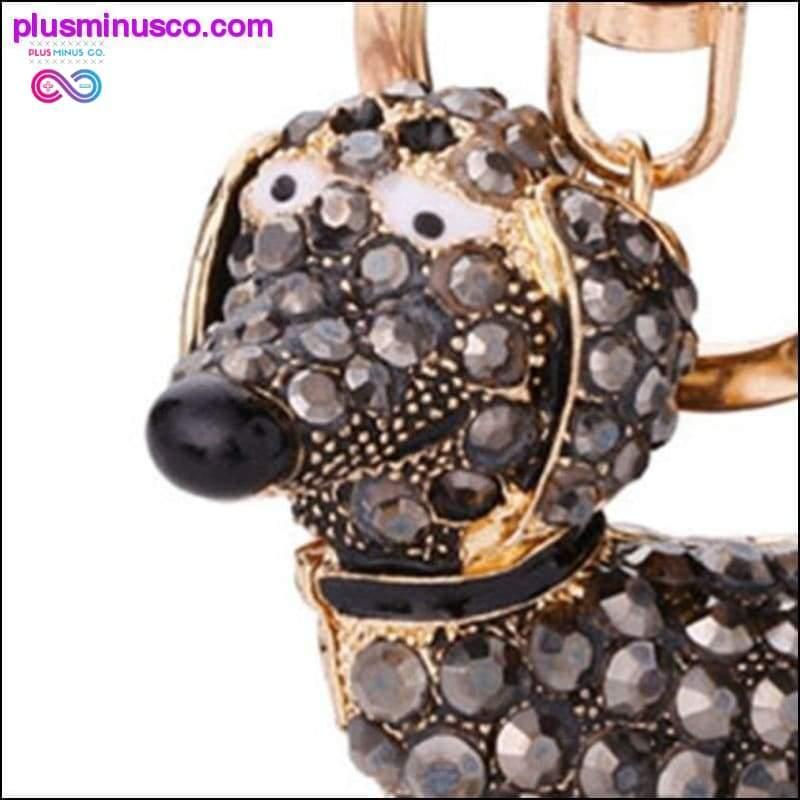 Mali, lijepi i slatki privjesak za ključeve s dizajnom pasa jazavčara sa kamenčićima - plusminusco.com