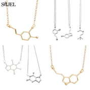 SMJEL Dopamine Molecule Necklaces Chemical Formula Necklace Fashion Women Serotonin Structure Formula Pendant Graduation Gifts - plusminusco.com