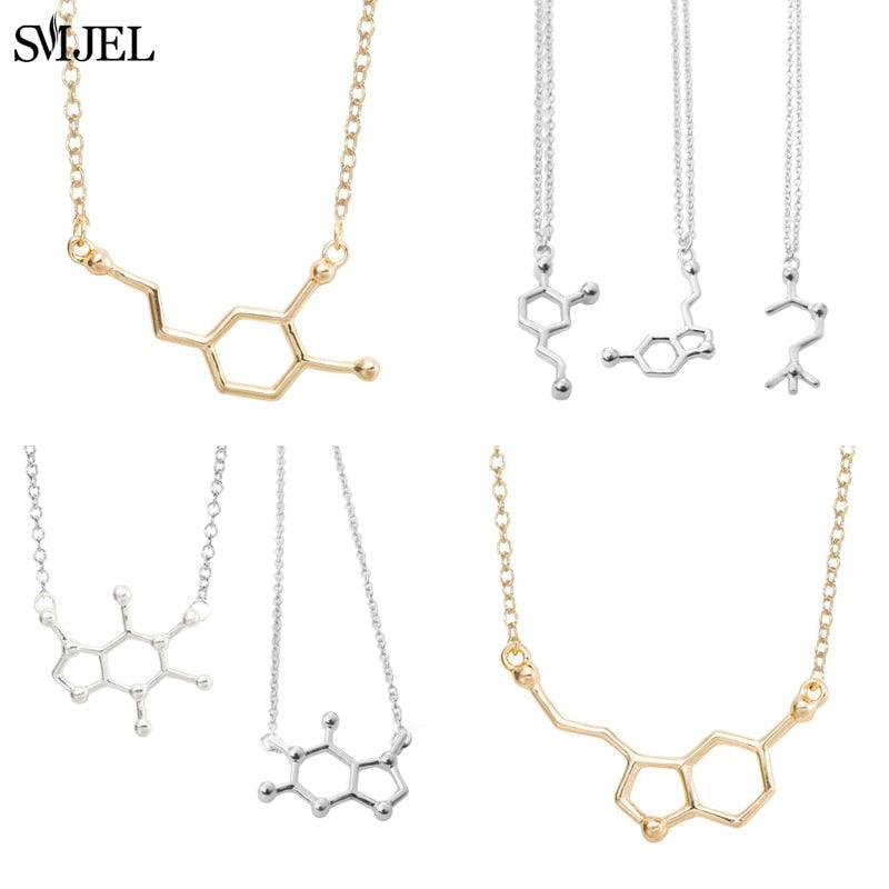 SMJEL Dopamine Molecule Necklaces Chemical Formula Necklace Fashion Women Serotonin Structure Formula Pendant Graduation Gifts - plusminusco.com