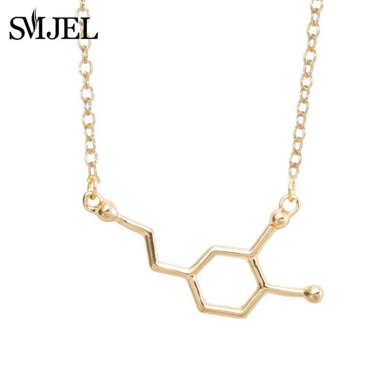 SMJEL Dopamine Molecule Necklaces Chemical Formula Necklace Fashion Women Serotonin Structure Formula Pendant Graduation Gifts - plusminusco.com