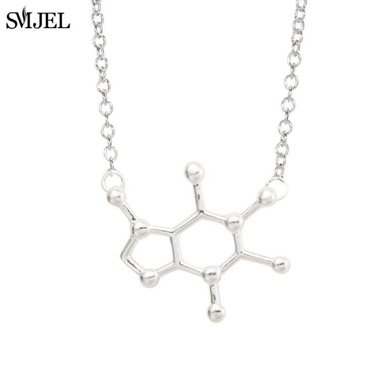 SMJEL Dopamine Molecule Necklaces Chemical Formula Necklace Fashion Women Serotonin Structure Formula Pendant Graduation Gifts - plusminusco.com