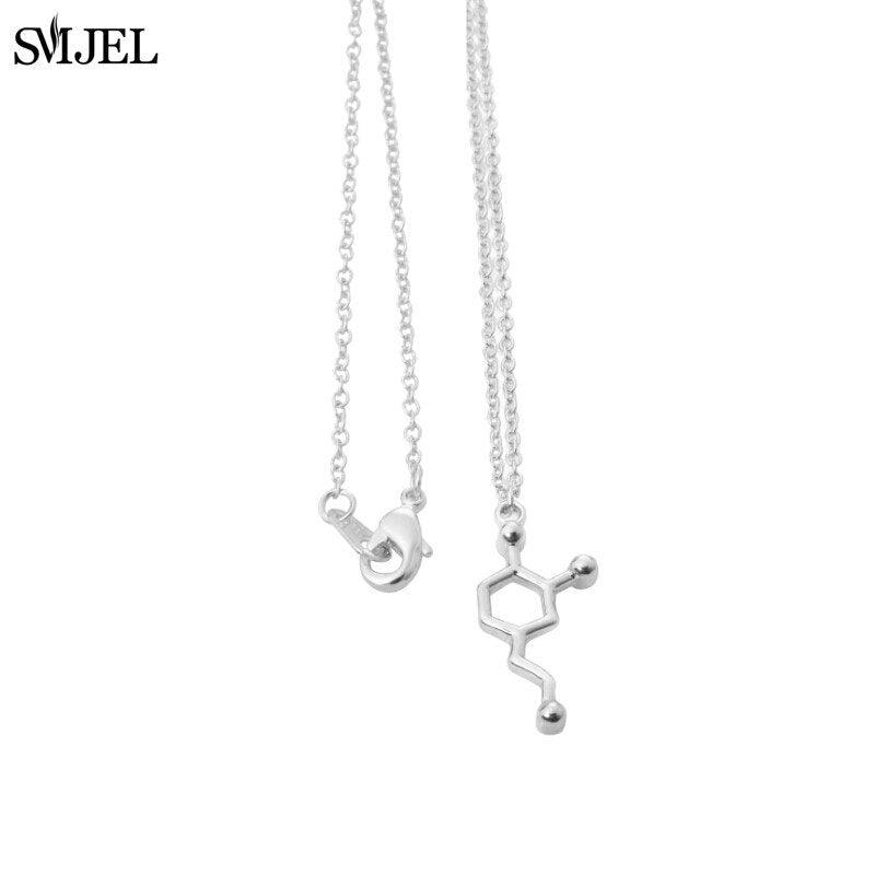 SMJEL Dopamine Molecule Necklaces Chemical Formula Necklace Fashion Women Serotonin Structure Formula Pendant Graduation Gifts - plusminusco.com