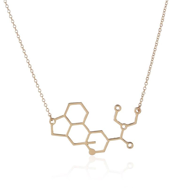 SMJEL Dopamine Molecule Necklaces Chemical Formula Necklace Fashion Women Serotonin Structure Formula Pendant Graduation Gifts - plusminusco.com