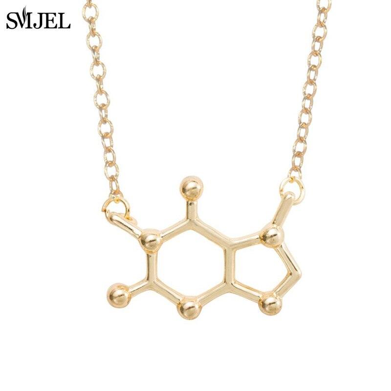 SMJEL Dopamine Molecule Necklaces Chemical Formula Necklace Fashion Women Serotonin Structure Formula Pendant Graduation Gifts - plusminusco.com