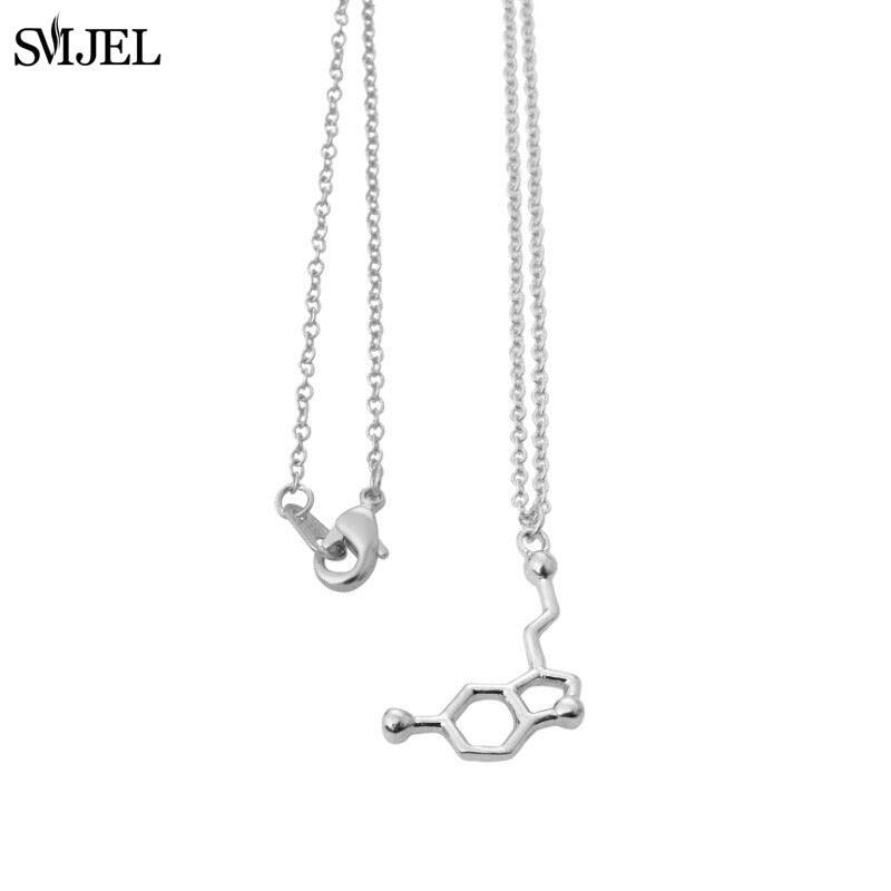 SMJEL Dopamine Molecule Necklaces Chemical Formula Necklace Fashion Women Serotonin Structure Formula Pendant Graduation Gifts - plusminusco.com