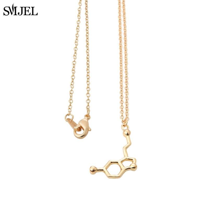 SMJEL Dopamine Molecule Necklaces Chemical Formula Necklace Fashion Women Serotonin Structure Formula Pendant Graduation Gifts - plusminusco.com