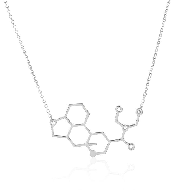 SMJEL Dopamine Molecule Necklaces Chemical Formula Necklace Fashion Women Serotonin Structure Formula Pendant Graduation Gifts - plusminusco.com