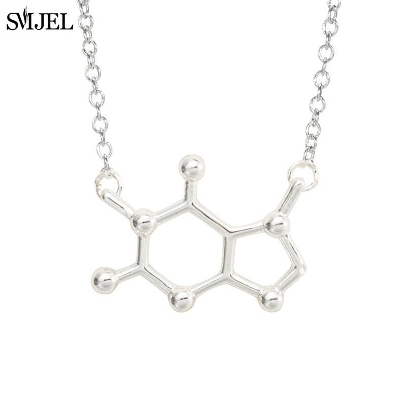 SMJEL Dopamin-Molekül-Halsketten, chemische Formel-Halskette, modische Damen-Serotonin-Struktur-Formel-Anhänger, Abschlussgeschenke – plusminusco.com
