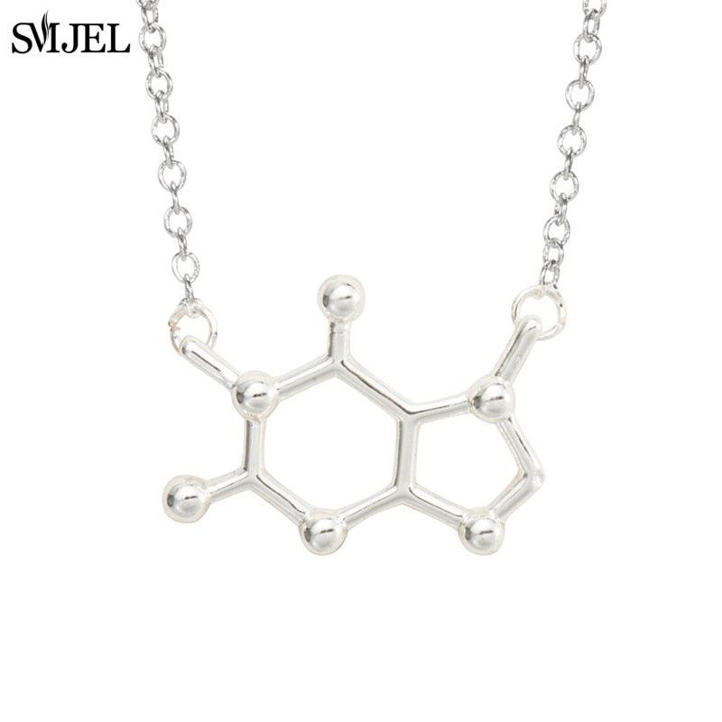 SMJEL Dopamine Molecule Necklaces Chemical Formula Necklace Fashion Women Serotonin Structure Formula Pendant Graduation Gifts - plusminusco.com