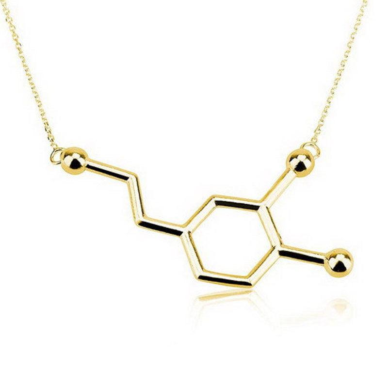 SMJEL Dopamine Molecule Necklaces Chemical Formula Necklace Fashion Women Serotonin Structure Formula Pendant Graduation Gifts - plusminusco.com