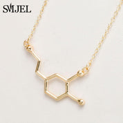 SMJEL Dopamine Molecule Necklaces Chemical Formula Necklace Fashion Women Serotonin Structure Formula Pendant Graduation Gifts - plusminusco.com
