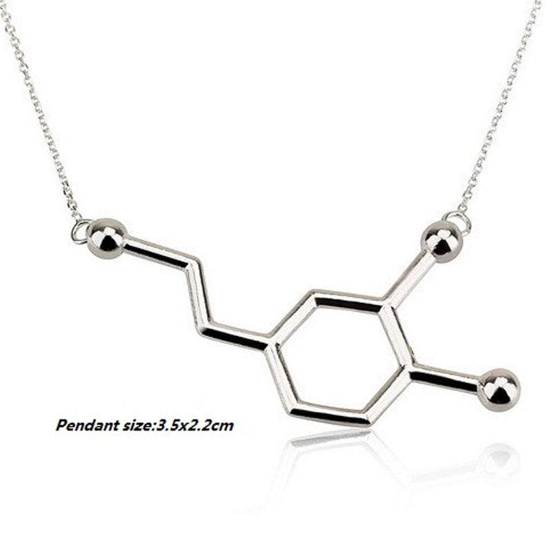 SMJEL Dopamine Molecule Necklaces Chemical Formula Necklace Fashion Women Serotonin Structure Formula Pendant Graduation Gifts - plusminusco.com