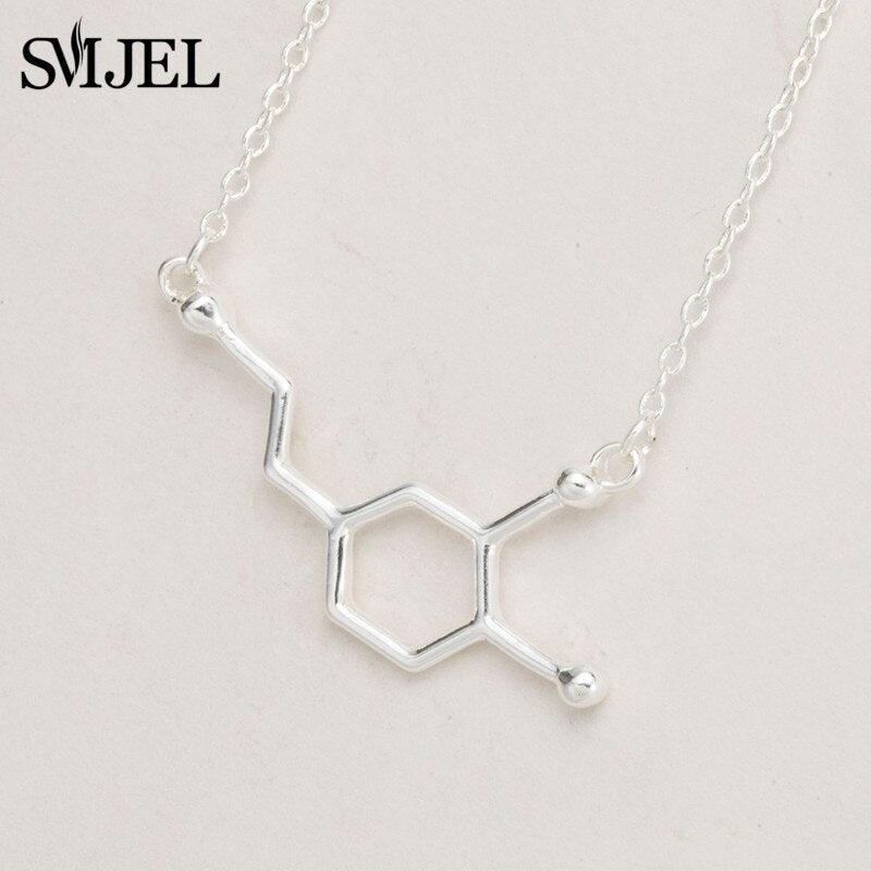 SMJEL Dopamine Molecule Necklaces Chemical Formula Necklace Fashion Women Serotonin Structure Formula Pendant Graduation Gifts - plusminusco.com