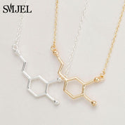 SMJEL Dopamine Molecule Necklaces Chemical Formula Necklace Fashion Women Serotonin Structure Formula Pendant Graduation Gifts - plusminusco.com