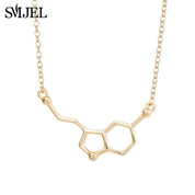 SMJEL Dopamine Molecule Necklaces Chemical Formula Necklace Fashion Women Serotonin Structure Formula Pendant Graduation Gifts - plusminusco.com