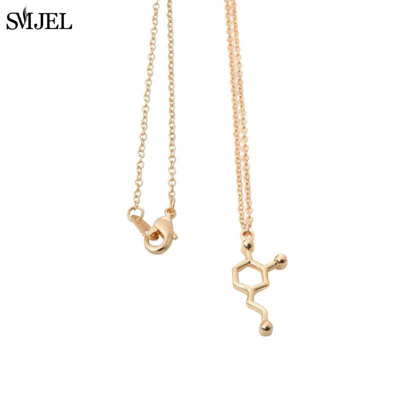 SMJEL Dopamine Molecule Necklaces Chemical Formula Necklace Fashion Women Serotonin Structure Formula Pendant Graduation Gifts - plusminusco.com