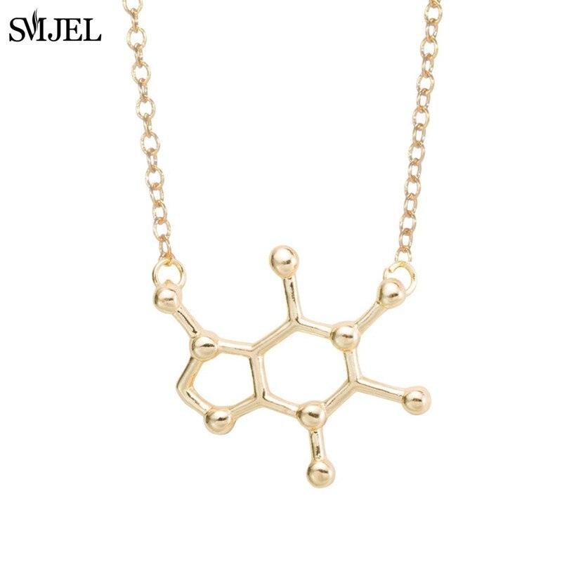 SMJEL Dopamine Molecule Necklaces Chemical Formula Necklace Fashion Women Serotonin Structure Formula Pendant Mga Regalo sa Pagtatapos - plusminusco.com