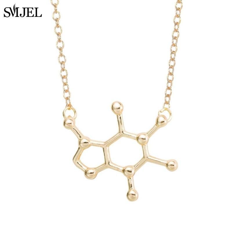 SMJEL Dopamine Molecule Necklaces Chemical Formula Necklace Fashion Women Serotonin Structure Formula Pendant Graduation Gifts - plusminusco.com