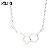 SMJEL Dopamine Molecule Necklaces Chemical Formula Necklace Fashion Women Serotonin Structure Formula Pendant Graduation Gifts - plusminusco.com