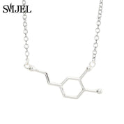 SMJEL Dopamine Molecule Necklaces Chemical Formula Necklace Fashion Women Serotonin Structure Formula Pendant Graduation Gifts - plusminusco.com