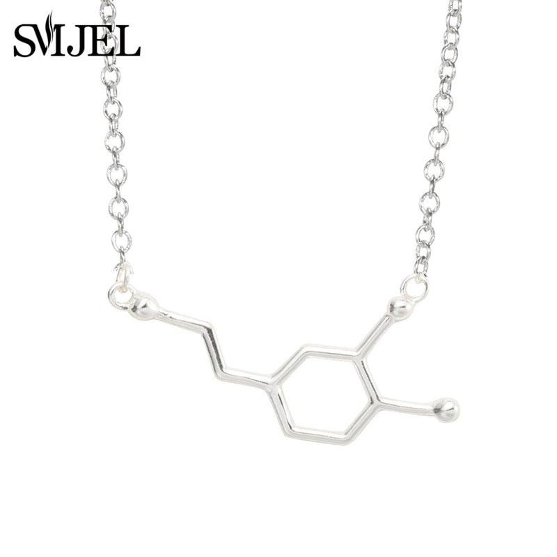SMJEL Dopamine Molecule Necklaces Chemical Formula Necklace Fashion Women Serotonin Structure Formula Pendant Graduation Gifts - plusminusco.com