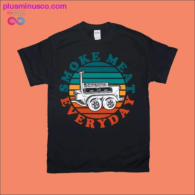 Smoke meat everyday | BBQ Smoker | Retro Sunset T-Shirts - plusminusco.com