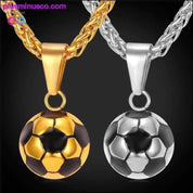 قلادة كرة القدم/كرة القدم من الفولاذ المقاوم للصدأ باللون الذهبي - plusminusco.com