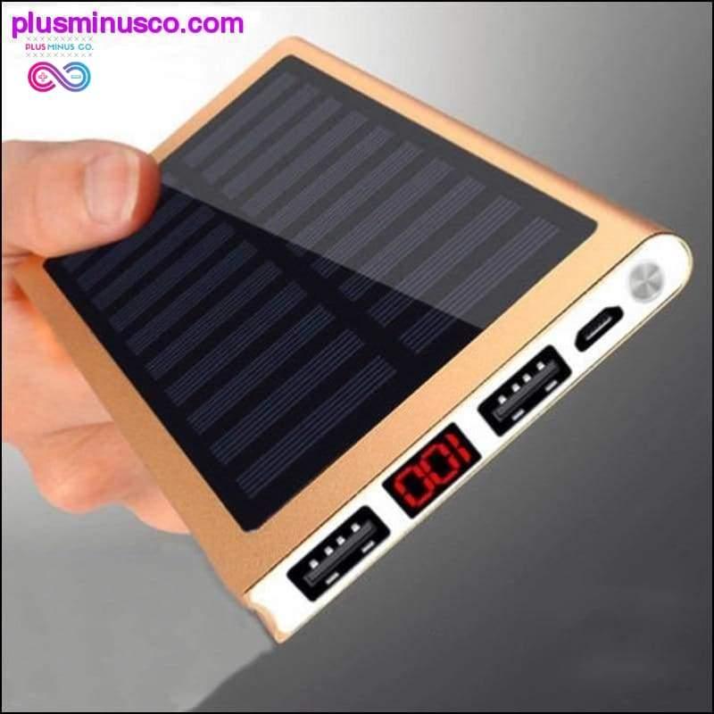 Saulės 30000mah Power Bank išorinė baterija 2 USB LED - plusminusco.com